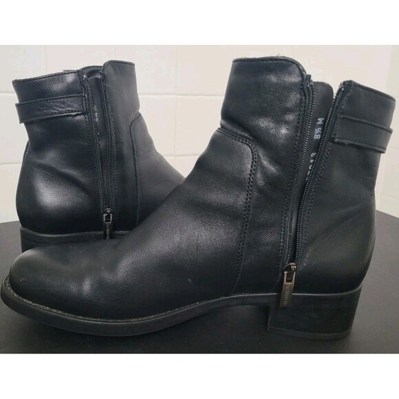 La Canadienne Black Leather Zip Up Ankle Boots Sz 8.5M 37013 Side Buckle - Picture 9 of 13